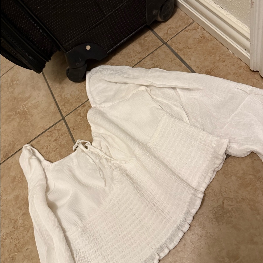 Hollister White Smocked Blouse
